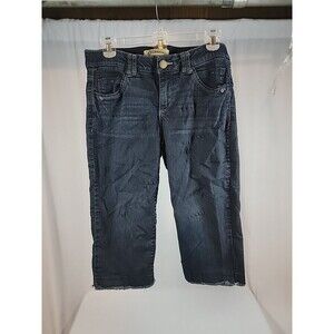 Democracy AB Technology Distressed Released Hem Cropped Jeans Womens Blue Size 6